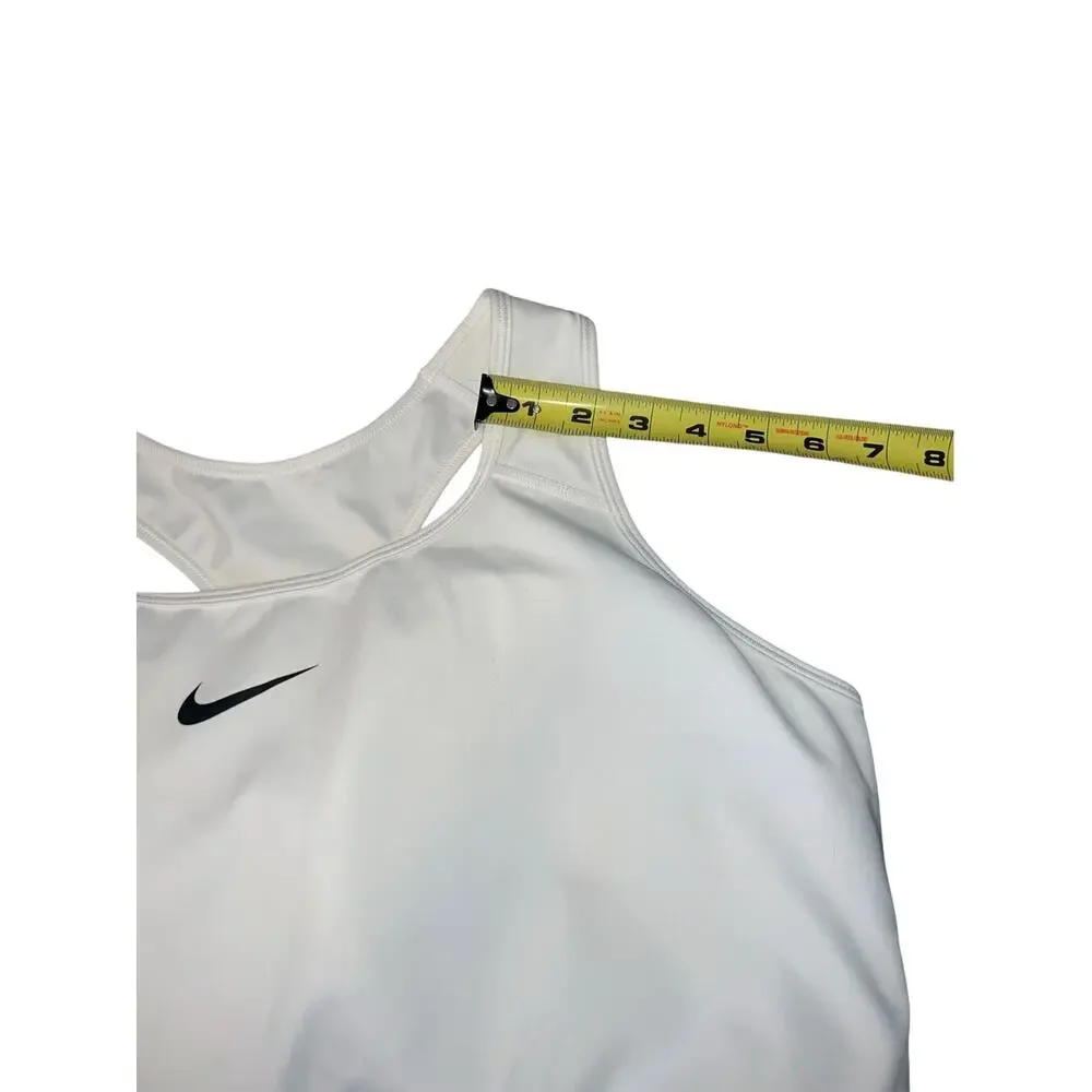 NIKE Swoosh Dri-Fit Racerback Built in Pads White & Black Sports Bra Size 2x